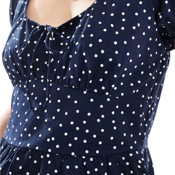 Hollister Navy Polka Dot Peplum Top - Picture 3 of 12